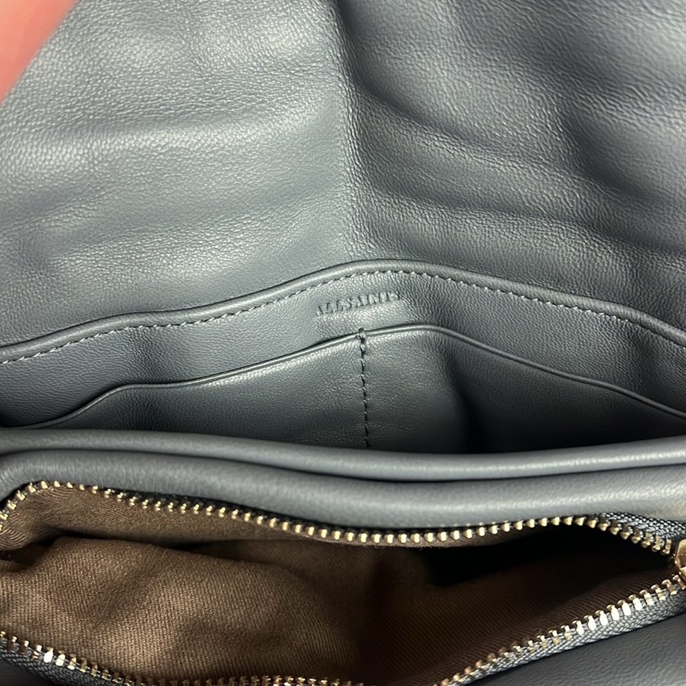 All Saints Ezra Logo Strap Leather Crossbody Bag - Picture 9 of 11